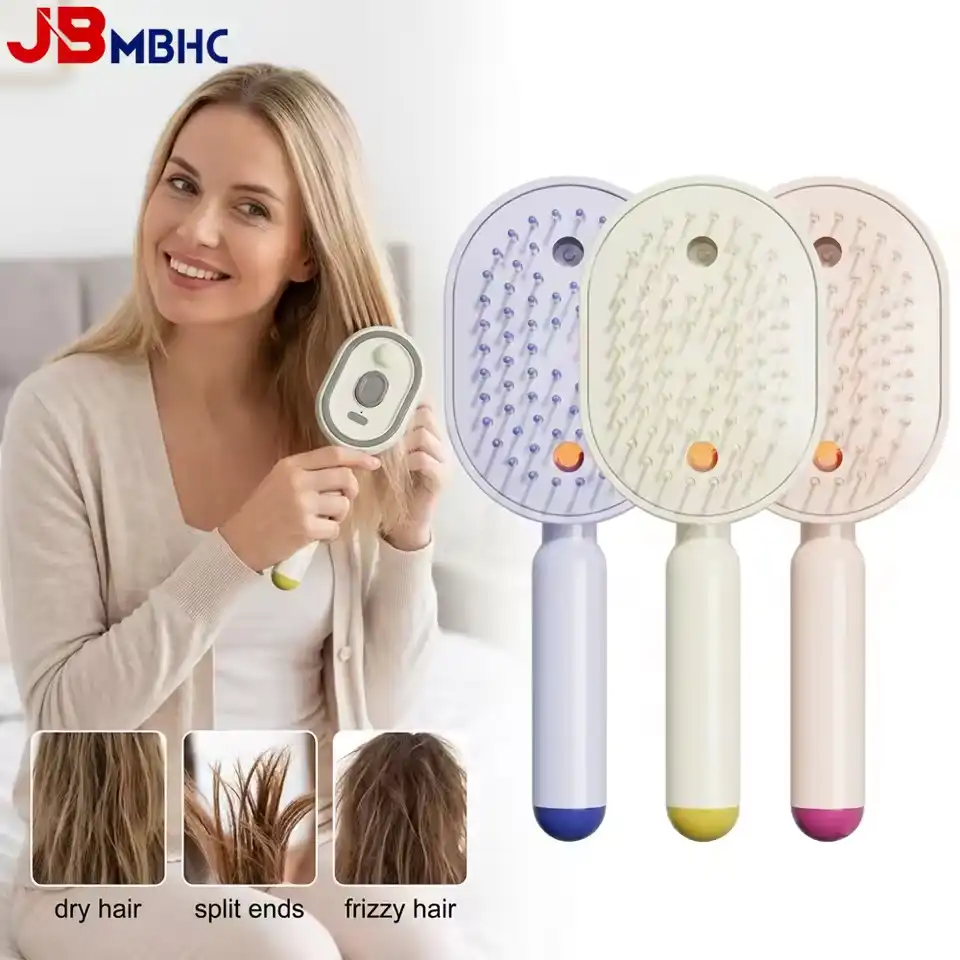 Anti-Tangle Massage Brush, Electric Spray Air Cushion Massage Comb, Rechargeable Misting Hair Brush