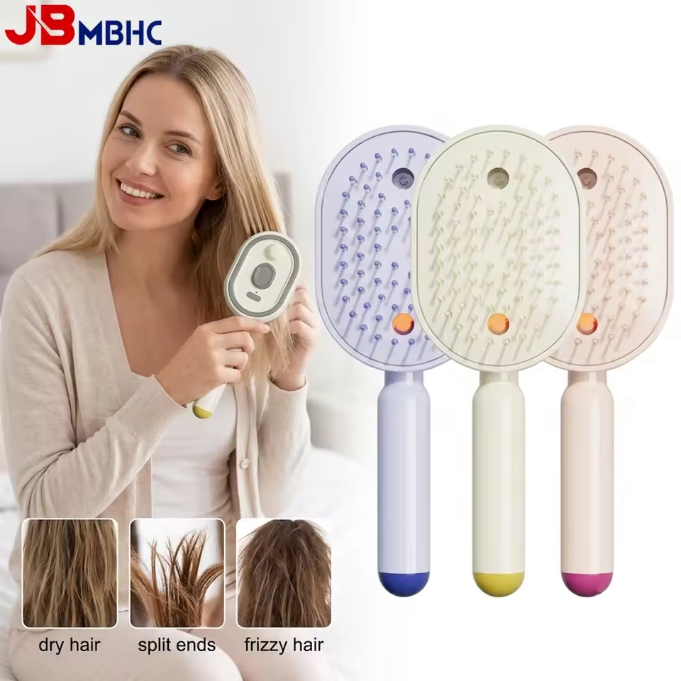 Anti-Tangle Massage Brush, Electric Spray Air Cushion Massage Comb, Rechargeable Misting Hair Brush