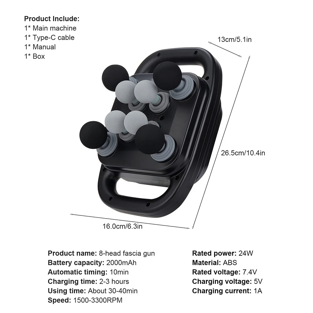 16-Head High-Frequency Fascia Massage Gun