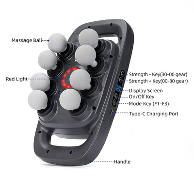 16-Head High-Frequency Fascia Massage Gun