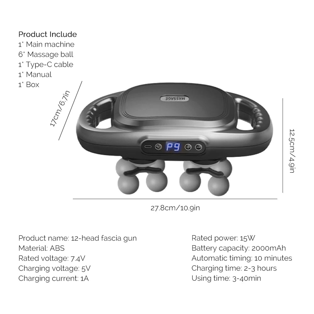 16-Head High-Frequency Fascia Massage Gun