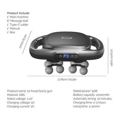 16-Head High-Frequency Fascia Massage Gun