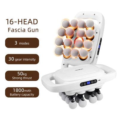 16-Head High-Frequency Fascia Massage Gun