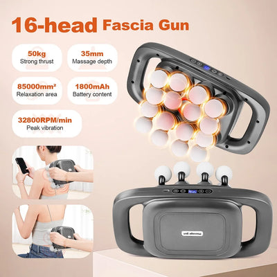 16-Head High-Frequency Fascia Massage Gun
