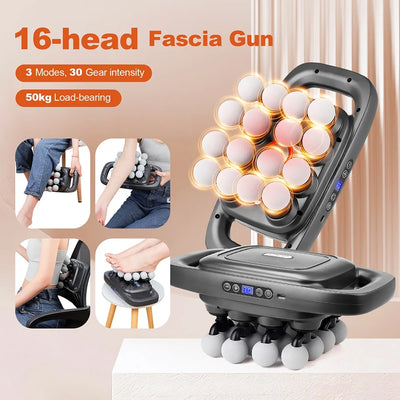 16-Head High-Frequency Fascia Massage Gun