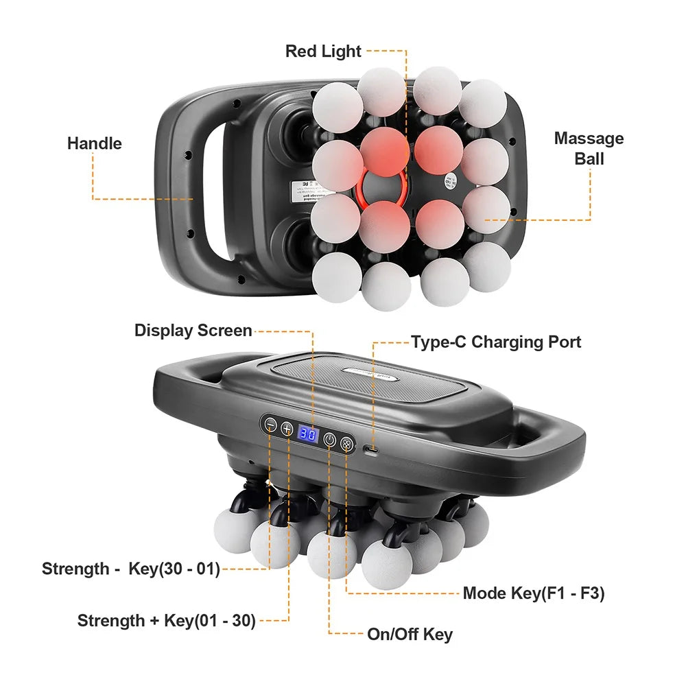 16-Head High-Frequency Fascia Massage Gun